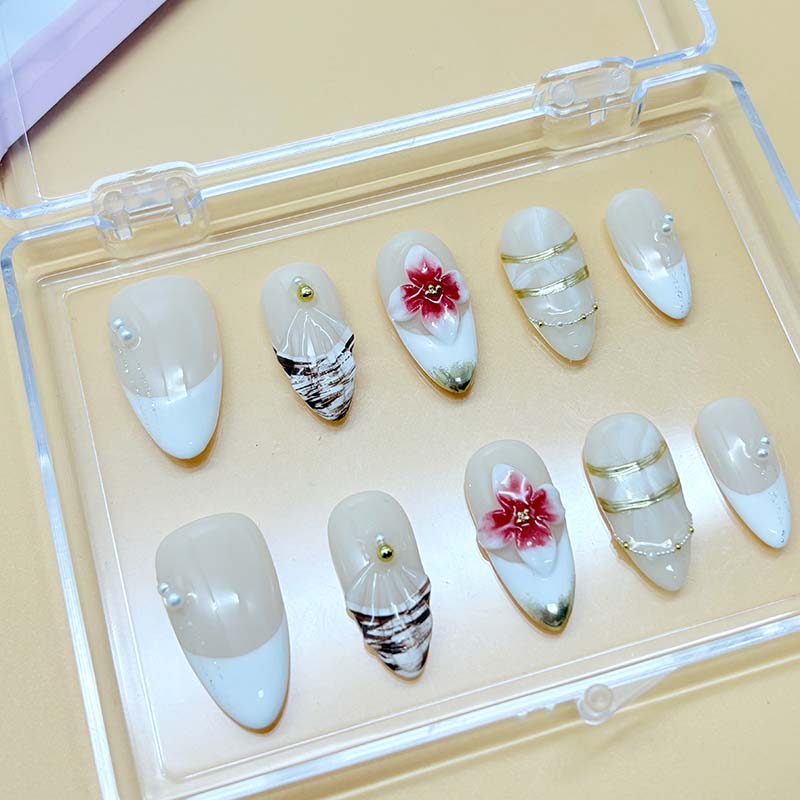 zb72..A display board featuring 24 beautiful and distinct styles of nail art.