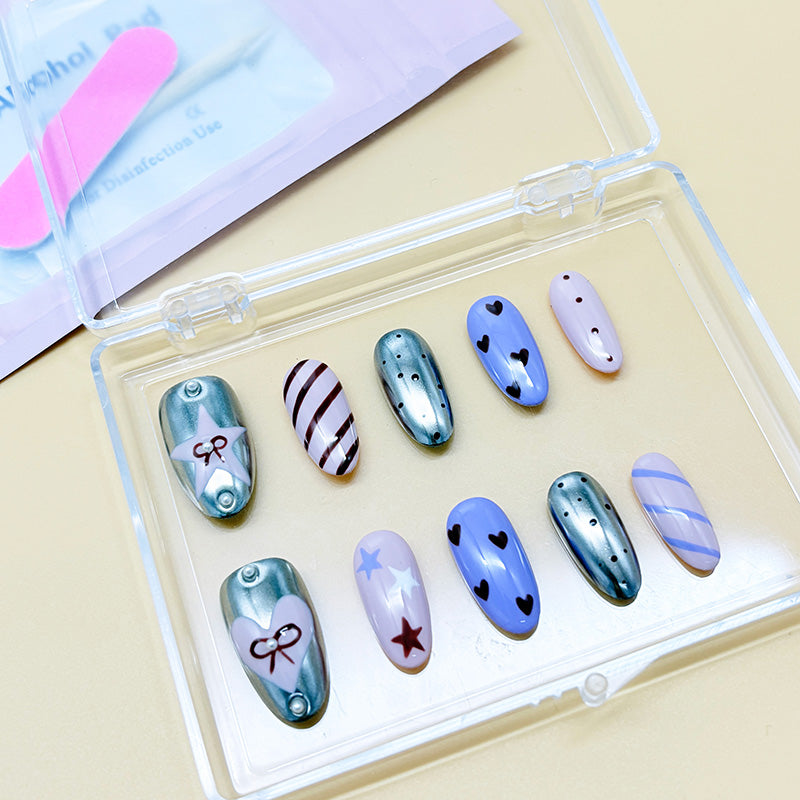 zb72..A display board featuring 24 beautiful and distinct styles of nail art.