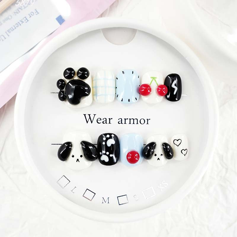 zb55..A display board featuring 24 different styles of fashionable nail wear.
