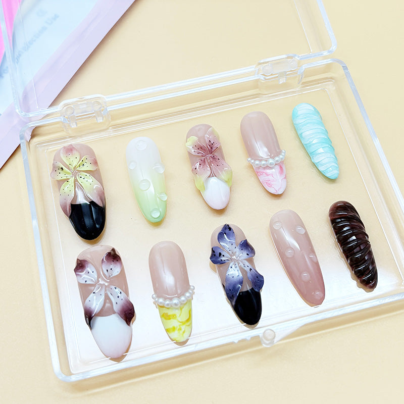 zb72..A display board featuring 24 beautiful and distinct styles of nail art.