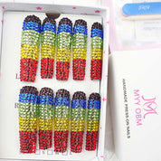 zb55..A display board featuring 24 different styles of fashionable nail wear.