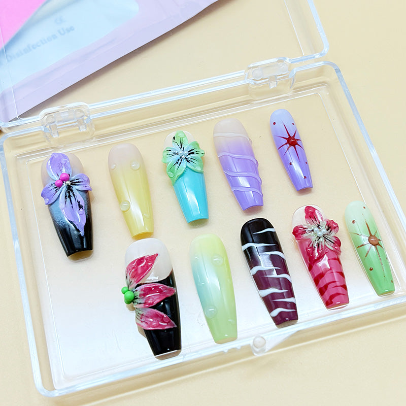 zb72..A display board featuring 24 beautiful and distinct styles of nail art.