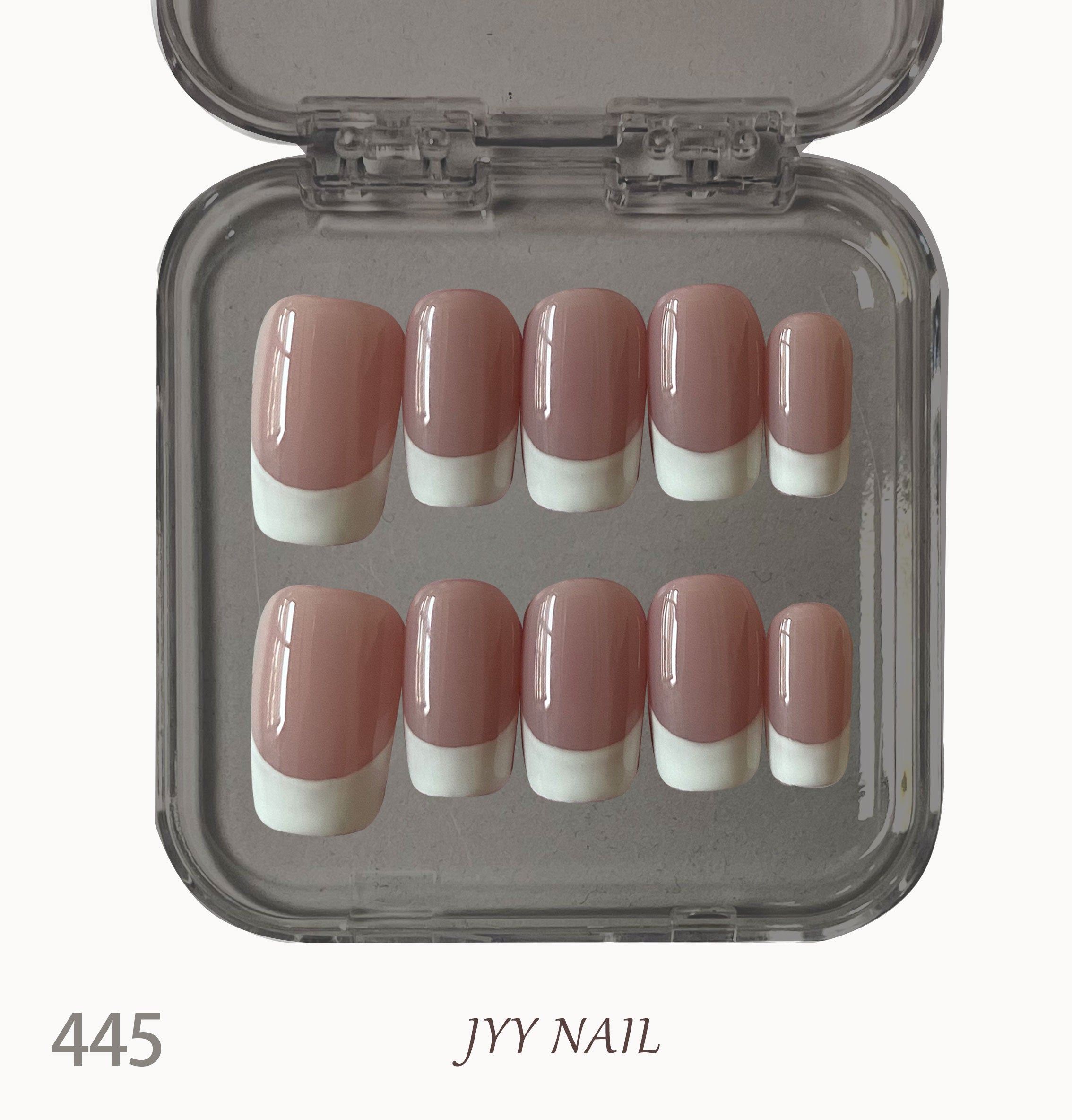 A445 Nude pink and white French:Temperament French naked powder ice through series
