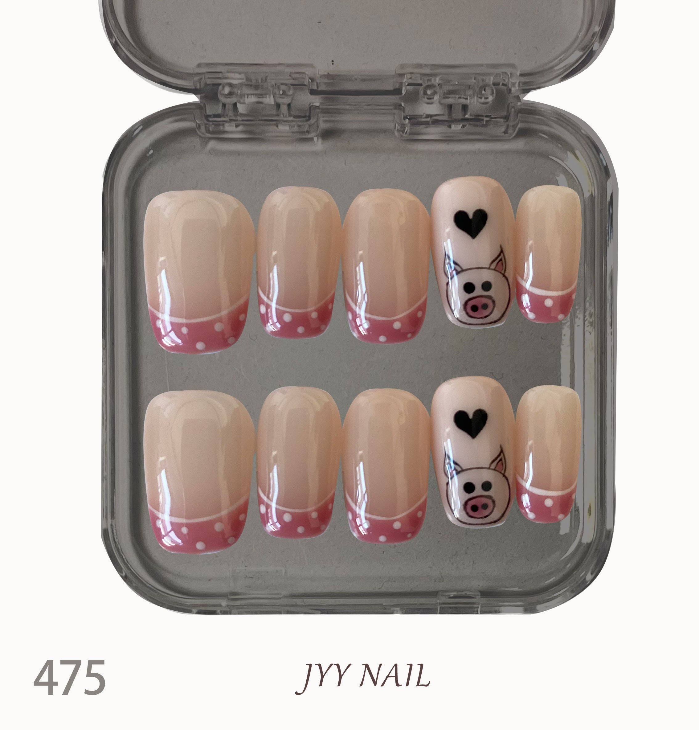 A475 Hand-painted cute pig:Pure hand-painted cute style nail art