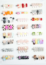 zb72..A display board featuring 24 beautiful and distinct styles of nail art.