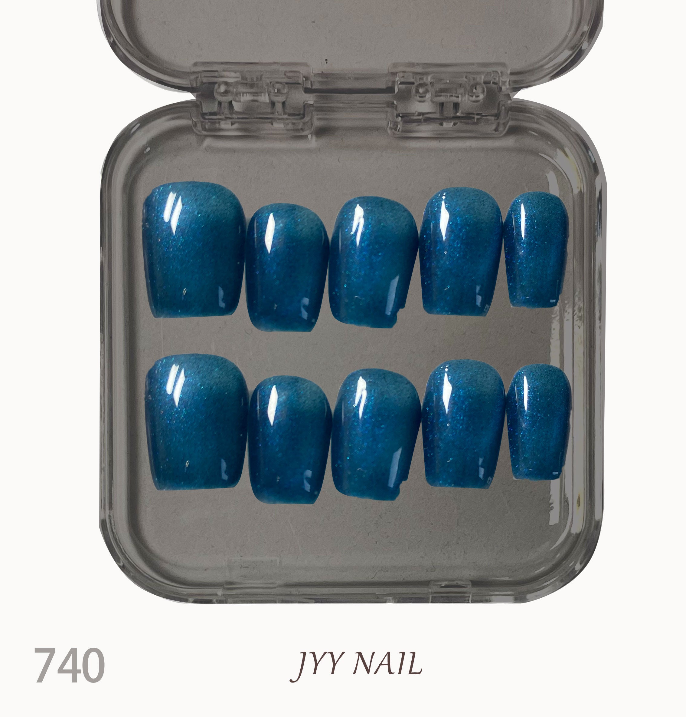 A740Blue flash：Hand-painted blue fine flash nails