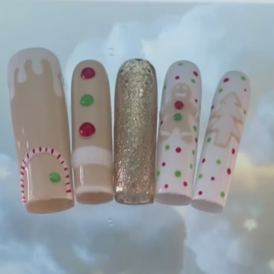A222 Gingerbread man:Gingerbread Man Sweet Sister luxury handmade manicure