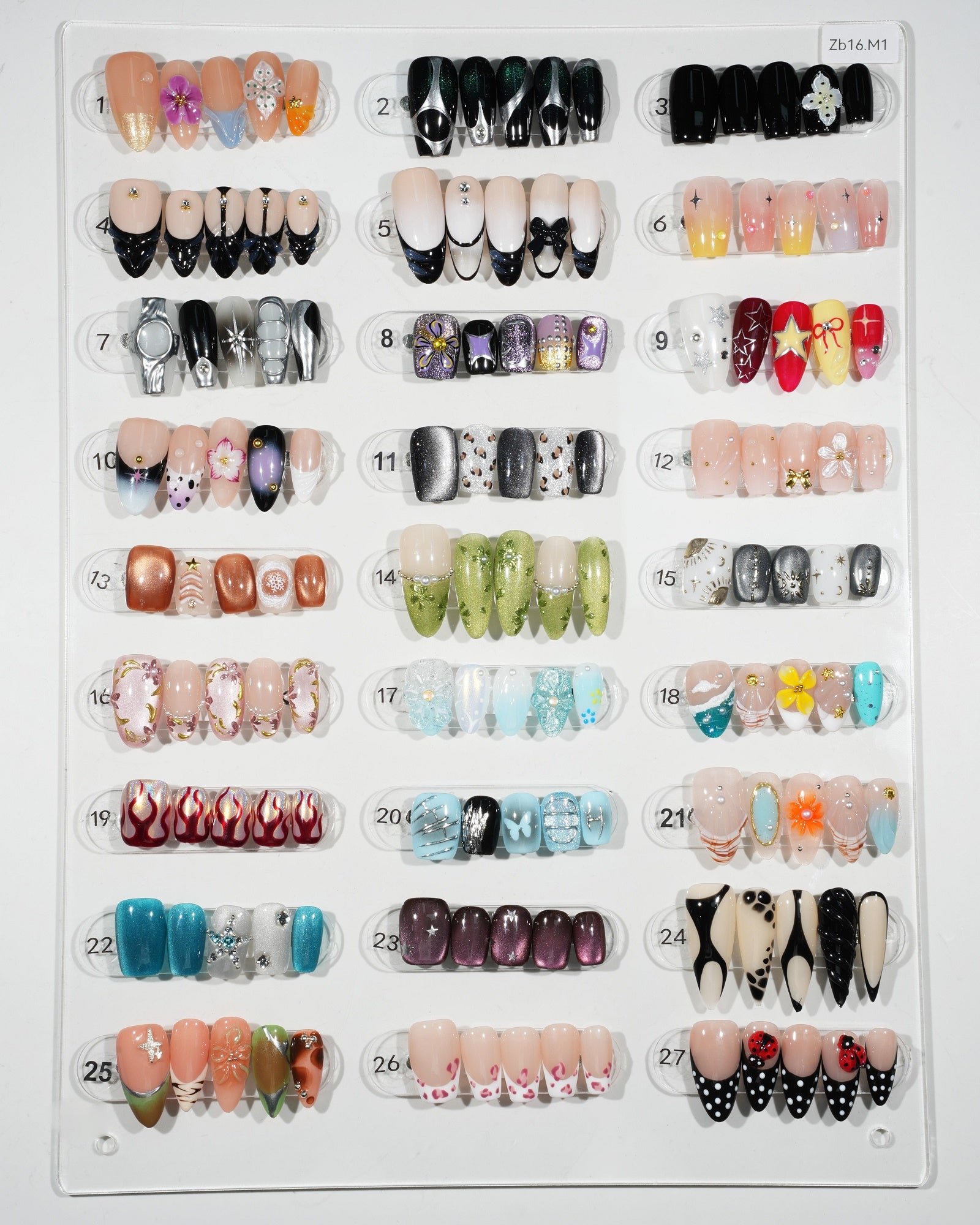 zb16..Colorful and richly decorated nail wear